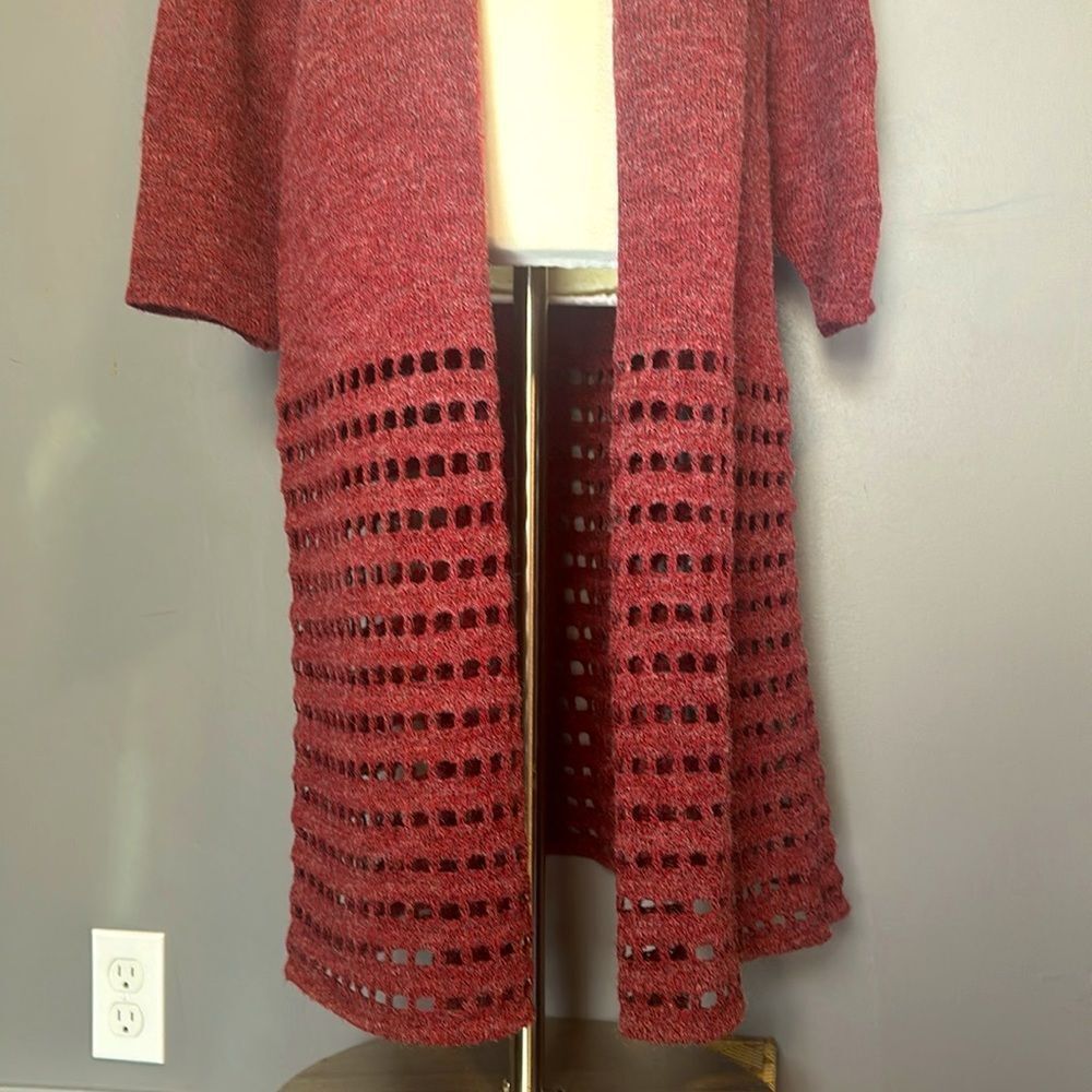 SOFT SURROUNDINGS Open Front Long Knit Cardigan DUSTER (sz L) - Picture 5 of 7